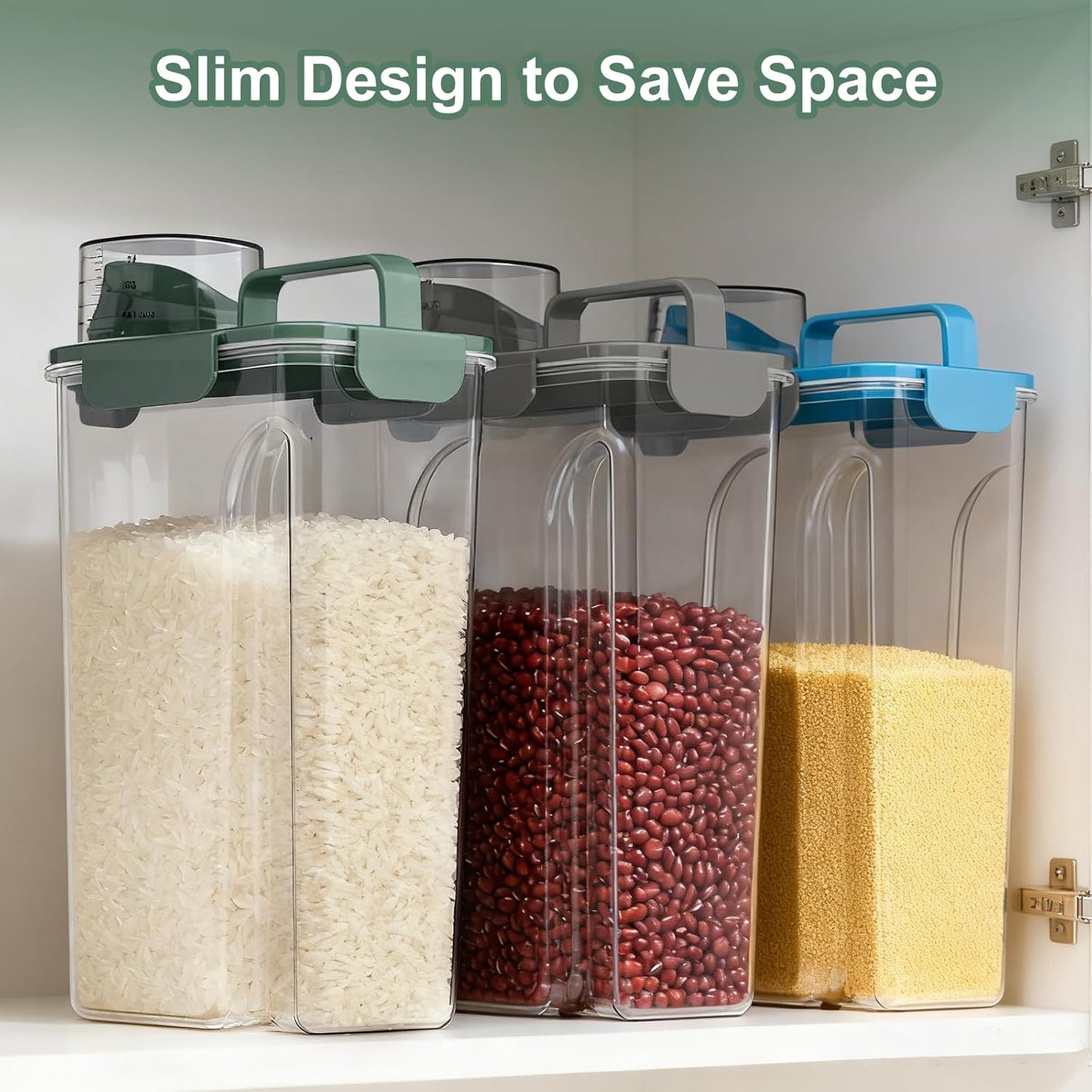 Uppetly Dog Cat Food Storage Container, 5-7Lbs Pet Food Containers, Airtight Cat Food Container with Portable Handle & Measuring Cup, Small Animal Dry Food Dispenser for Dogs, Cats and Birds Green