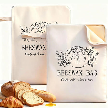 Wide Zipper Access Cotton &Beeswax Bags for Homemade Bread 2 Pack XL Reusable Beeswax Bread Bags for Homemade Bread Freezer Organic Cotton Food Storage Bags to Keep Fresh