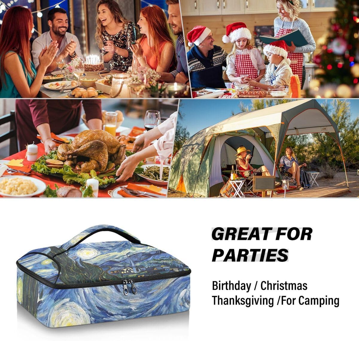 Mandala Casserole Dish Carrier, Portable Leakproof Insulated Casserole Carrier for Hot or Cold Food, Travel, Party, Picnic