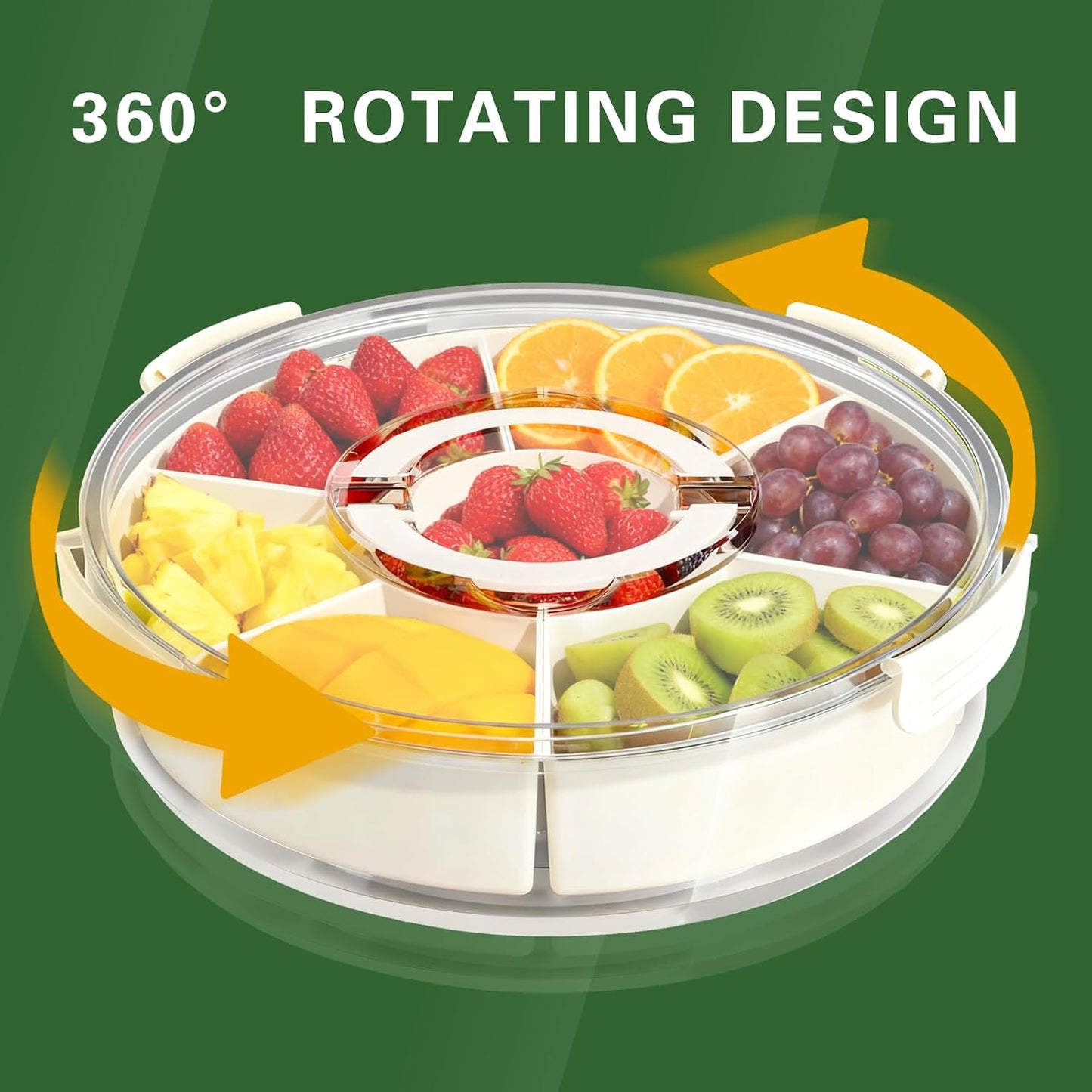 6-Compartment Snackle Snack Bowl with Lid-Microwave & Dishwasher Safe Divided Serving Bowl for Fruit,Veggies & Snacks-Portable Snack Organizer for Picnics,Road Trips & Parties (1 pcs 6 Compartment)