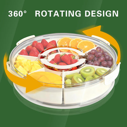 6-Compartment Snackle Snack Bowl with Lid-Microwave & Dishwasher Safe Divided Serving Bowl for Fruit,Veggies & Snacks-Portable Snack Organizer for Picnics,Road Trips & Parties (1 pcs 6 Compartment)