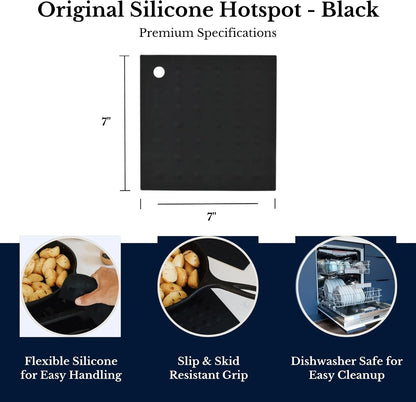 Lamson Silicone Pot Holder, 7x7 in Heat Resistant Trivet, Black