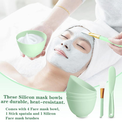 6Pcs Silicone Mixing Bowls, Silicone Bowls for Facials, DIY Face Mask Mixing Bowl for Home Salon Spa Face Skin Applicator Bowl, Black