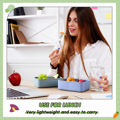 Layhit 4 Pcs Silicone Bento Box for Adults, 27 oz Bento Lunch Container Reusable 3 Compartment Lunchable Food Container for Women Men, Leak Proof Microwave Dishwasher Freezer Safe (Cool Colors)