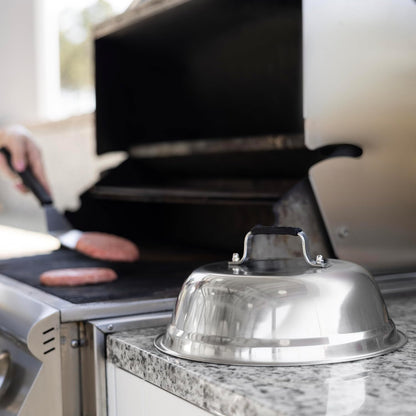 Outset Burger Cheese Melting Dome for Grill, Griddle, and Stovetop, Stainless Steel