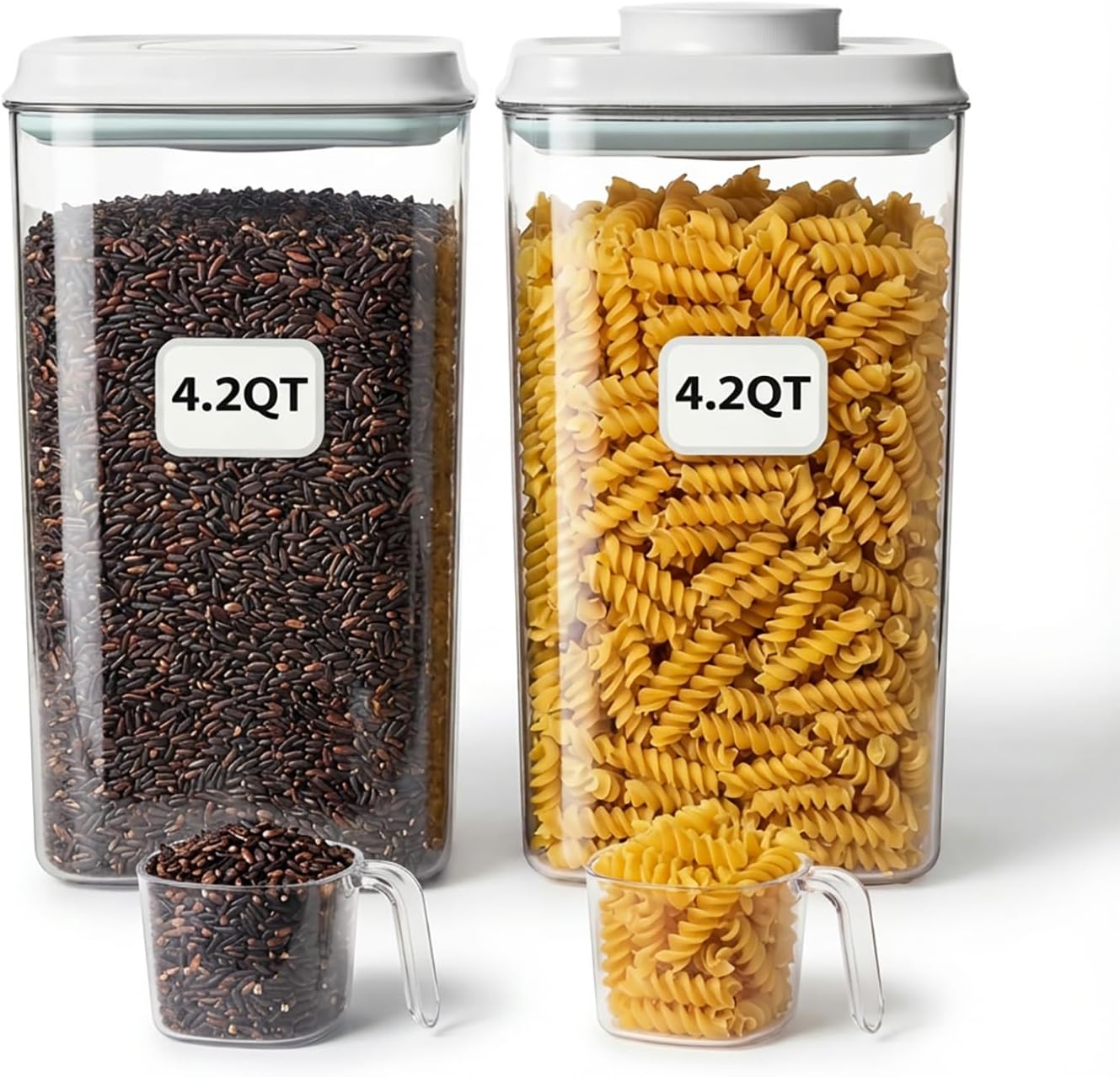 Pop Food Storage Containers Set Large Airtight Food Storage Containers with Pop Lids, Kitchen Pantry Organization and Storage, Cereal, Rice, Flour, Pasta & Snack Container, BPA Free, 2 x 2.8Qt