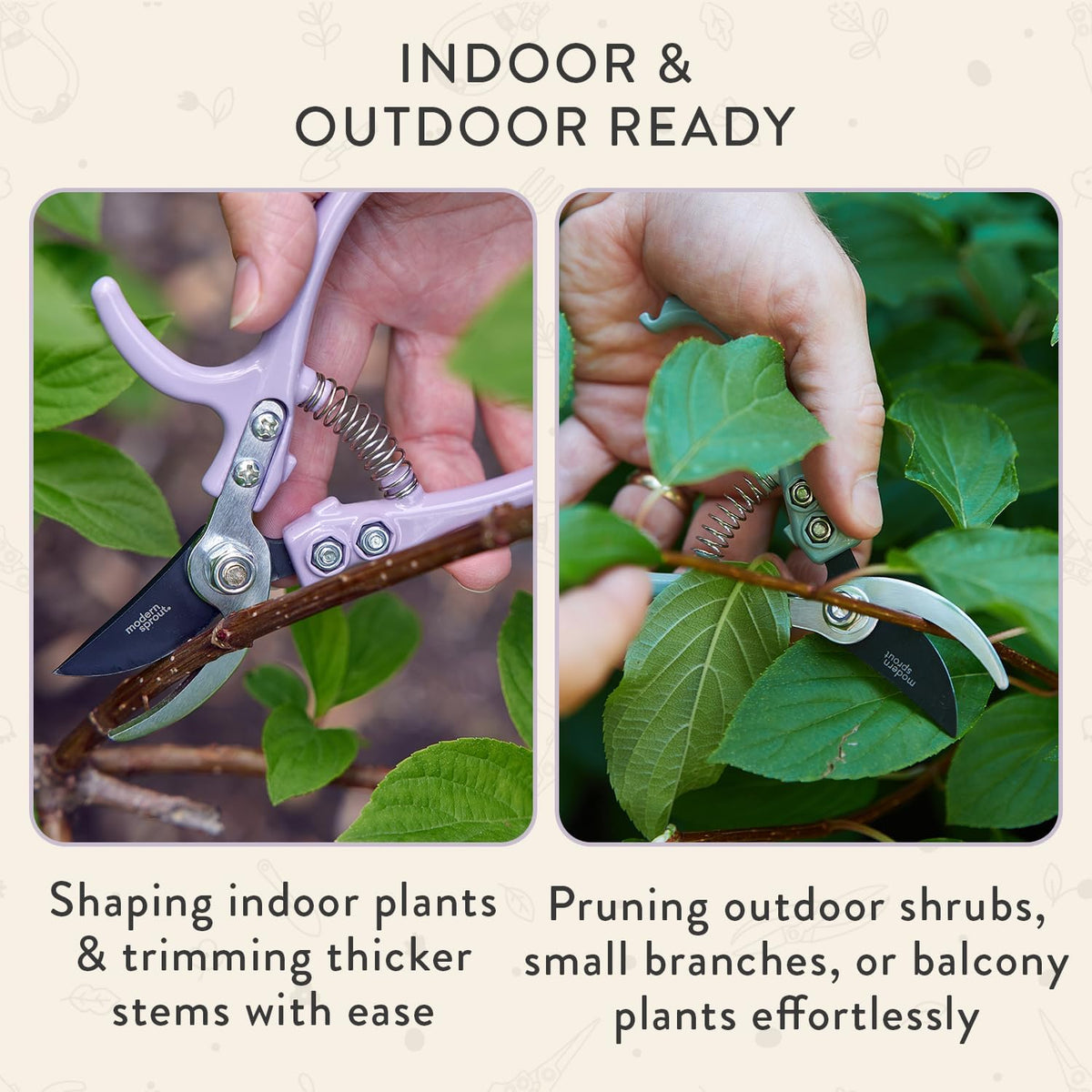 Modern Sprout Bypass Hand Pruners - Scissors - Gardening Tools - Sage