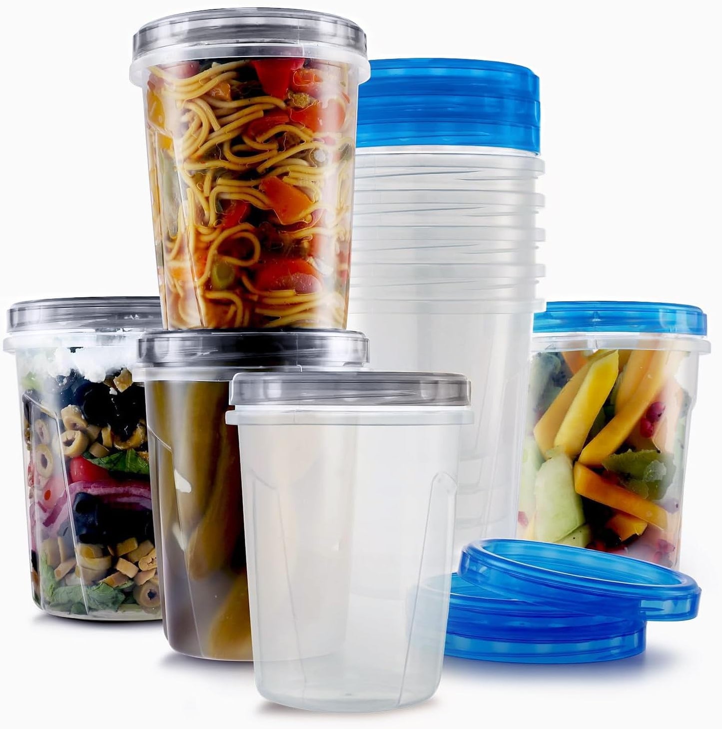 Tafura 10 Pack Leakproof Freezer Containers for Food with Twist Top Lids - 32 Oz BPA Free Reusable Plastic Soup Containers with Screw On Lids - Ideal for Meal Prep, Leftovers & Pantry Organization