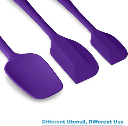 Silicone Spatula 3-piece Set, Ergonomic Handle High Heat-Resistant Spatulas, Non-stick Rubber Spatulas with Stainless Steel Core, Black