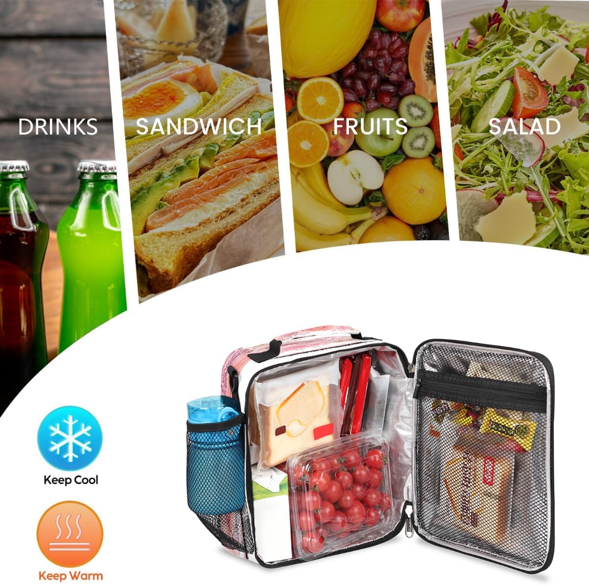 cfpolar Skull Skateboard Lunch Box for Boys Girls, Insulated Lunch Bags for Kids Reusable Mini Cooler Lunch Tote Lunchbox Thermal Meal Tote Kit with Shoulder Strap for Work School Picnic