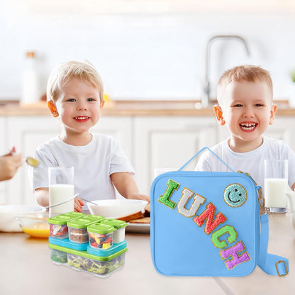Insulated Lunch Bag With Adjustable Shoulder Strap, Nylon Preppy Lunch Box Large Insulated Lunch Bag Reusable Lunch Tote Bag with Smiley Preppy LunchBag for Girls School Travel Picnic (Green)