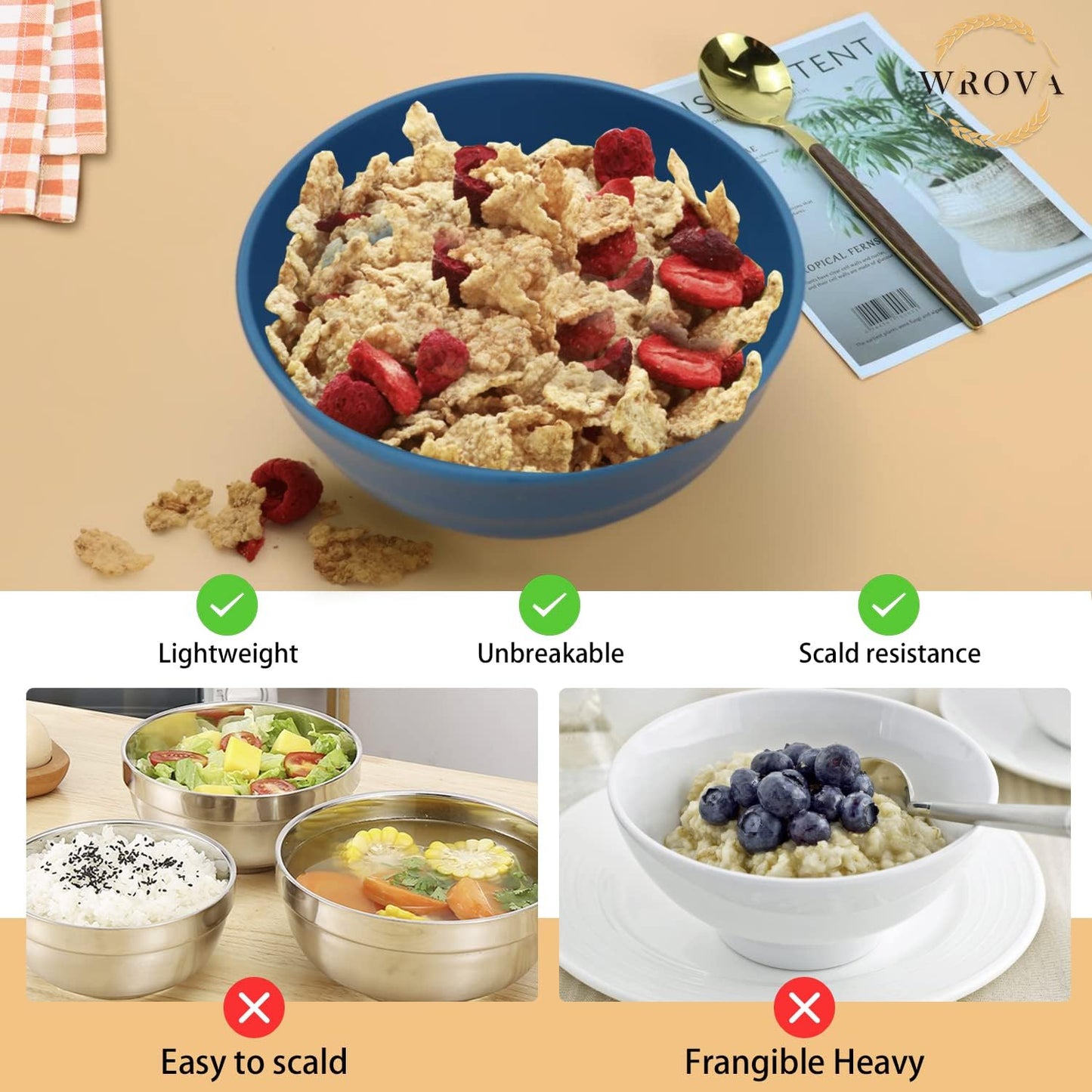 Wheat Straw Bowl Sets,8 PCS Unbreakable Cereal Bowl 26 OZ,Microwave and Dishwasher Safe Bowls,Bowl Sets for Camping and Picnic BPA Free Colorful Salad Bowls for Serving Soup,Oatmeal and Fruit Etc…