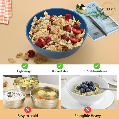 Wheat Straw Bowl Sets,8 PCS Unbreakable Cereal Bowl 26 OZ,Microwave and Dishwasher Safe Bowls,Bowl Sets for Camping and Picnic BPA Free Colorful Salad Bowls for Serving Soup,Oatmeal and Fruit Etc…