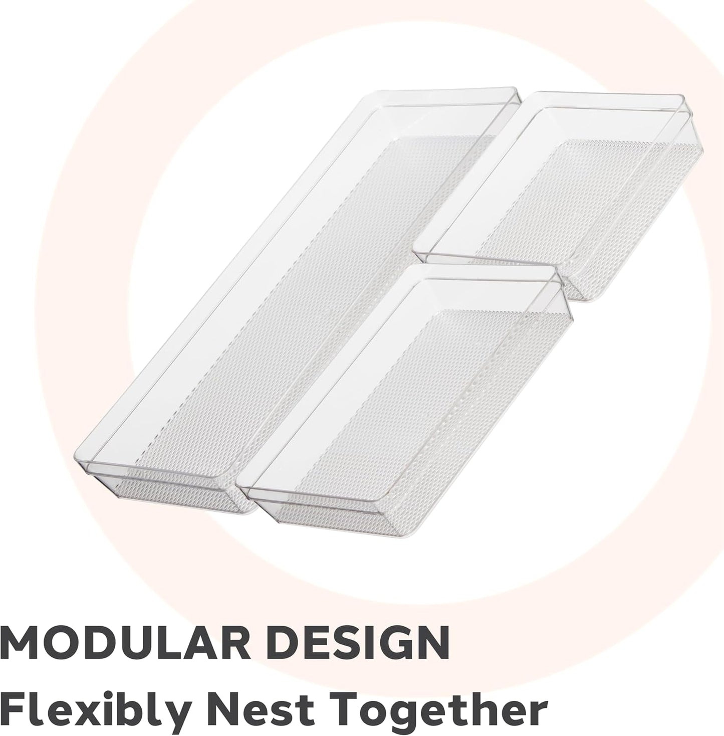 Oggi Clear Drawer Organizer - 3" X 12.5" - Ideal for Organizing Kitchen Drawers, Office, Desk, Silverware, Kitchen Utensils, Cosmetics and Bathrooms