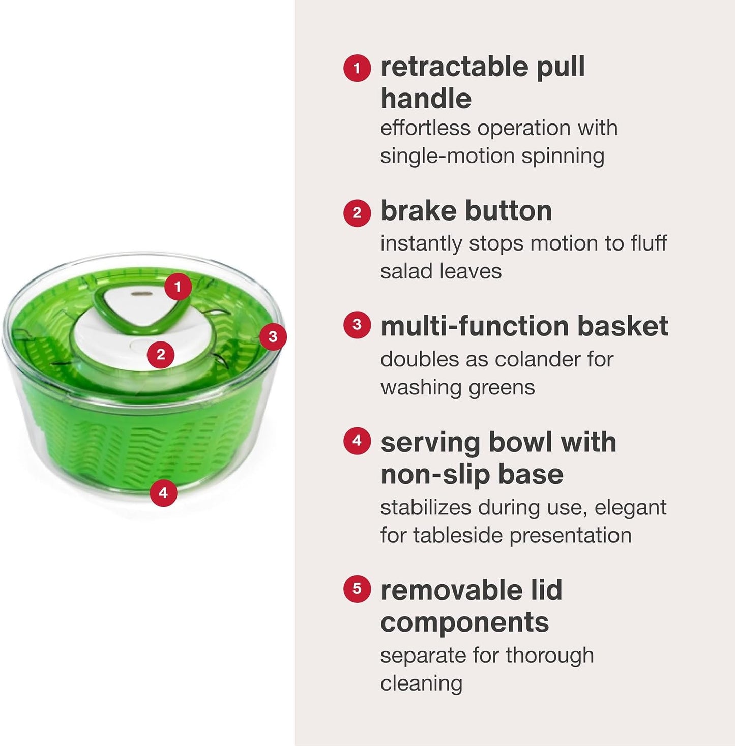 Zyliss Swift Dry Salad Spinner - Fruit Cleaner & Lettuce Spinner with Push Pump - Non-Slip Bowl - Dishwasher Safe - Large