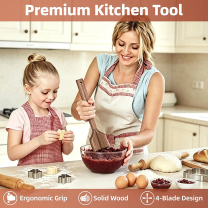 Wooden Meat Masher Ground Beef Masher Wooden Meat Chopper Hamburger Meat Chopper Kitchen Food Tenderizer Beef Burger Smasher Chicken Shredder Household Cooking Kitchen Utensils Gadget Tool