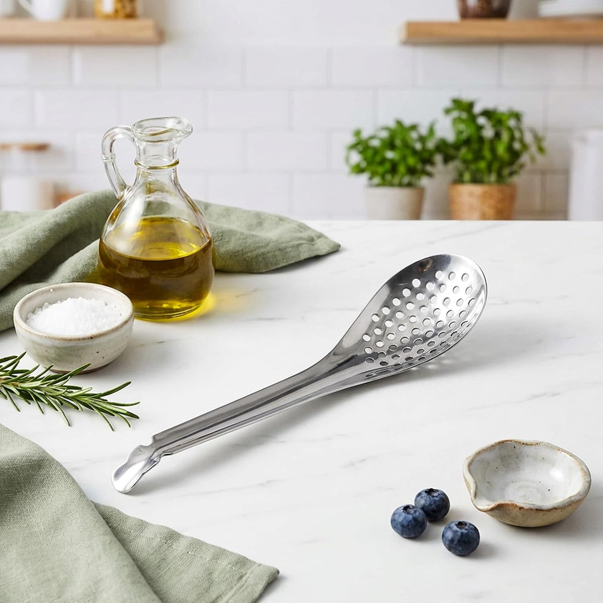Jeffdad 2Pcs Spherification Spoon, Stainless Steel Small Slotted Spoons