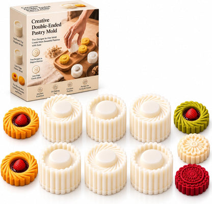 Sunflower Patterned Round Hand Press Mooncake Double Ended Pastry Mold