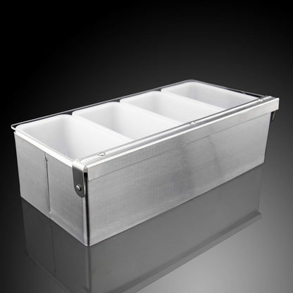 New Star Foodservice 48025 Stainless Steel Condiment Dispenser with 4 Compartments (NO ICE Tray Included)