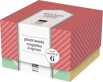 Now Designs Dewdrop Pinch Bowls Set of 6, 100% Stoneware, 2 oz Capacity, Dishwasher & Microwave Safe