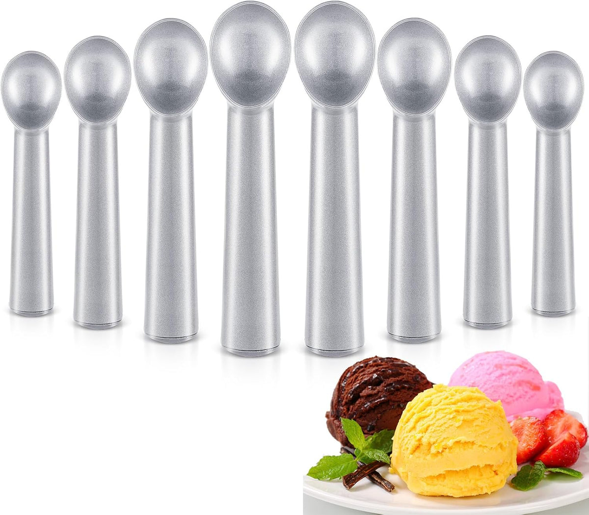 Gejoy Ice Cream Scoop Set, Ice Cream Scoops 7 Inch, Silver