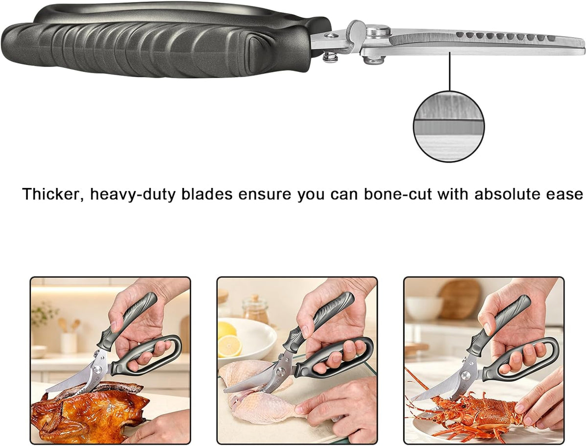 CHEN-KE Rust Resistant Heavy Duty Multipurpose Kitchen Shears-Grey