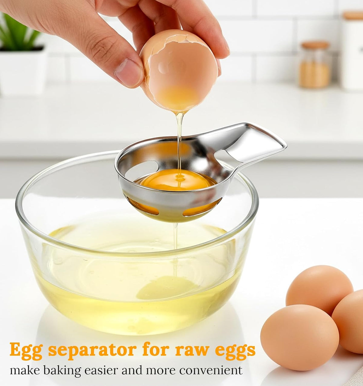 Egg Yolk Separator, Egg Separator for Raw Eggs Food Grade Stainless Steel for Raw Eggs