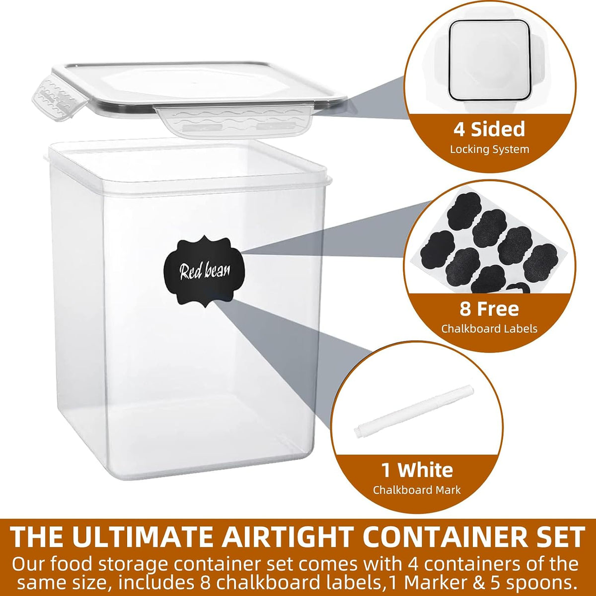 42pcs Airtight Containers, Clear Stackable Dry Food Storage | 42pk clear airtight containers with tight lids keep dry food fresh. Safe plastic, stackable for pantry kitchen storage