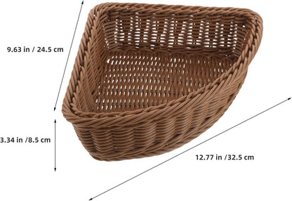 Garneck 2pcs Corner Storage Basket Set: Triangle Shelf Basket Stackable Wardrobe Organizer for Cabinet Closet Kitchen Pantry Bathroom Makeup Sundries Fruit Coffee Woven Tray