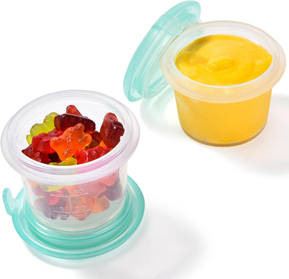 U-Taste Silicone Food Storage Containers Set: Meal Prep Box with Airtight Lid, Freezer & Microwave Safe, Date Marking Circle, Clear cup/oz/ml Measurement for Dry & Wet Deli -2oz/4oz/8oz/16oz, Aqua Sky