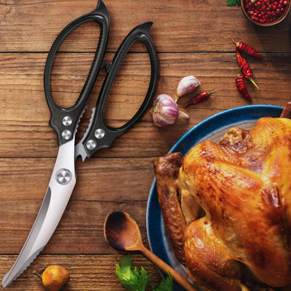 Heavy Duty Kitchen Scissors,Multipurpose Utility Stainless Steel Poultry Shears, All Purpose Scissors for BBQ Use with Aluminum Alloy Non-Slip Handle,Dishwasher Safe