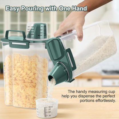 TBMax Rice Container 10 Lbs, Cereal Container Oatmeal Storage, Airtight Food Dispenser with Easy-pouring Spout & Handy Cup for Flour Grain Beans, Pet Dog Cat Bird Food Storage Container