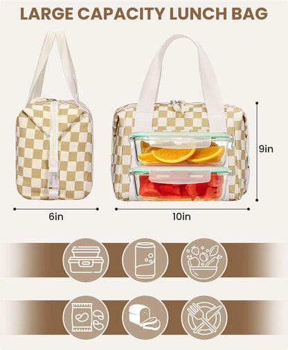 HowFly Lunch Bag Women Lunch Box for Women Cute Corduroy Insulated Lunch Bag Adult Large Cooler Lunch Tote Bags for Work Picnic Beach, Blue