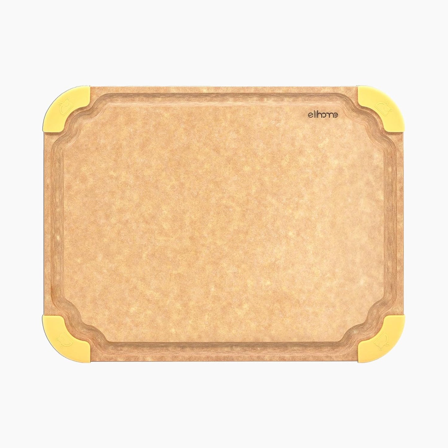 Elihome Premium Series 2-in-1 Kitchen Cutting Board Set, Non Slip Feet, Color Coded with Food Icon, Natural Wood Fiber, Dishwasher Safe, Eco-Friendly, Juice Grooves,Non Porous, BPA Free, Made in USA