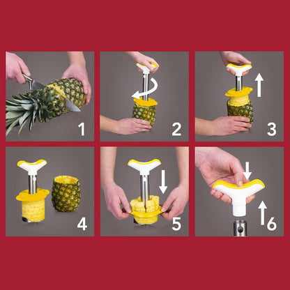Vacu Vin, 4874360, Pineapple Slicer & Wedger Stainless Steel/Yellow