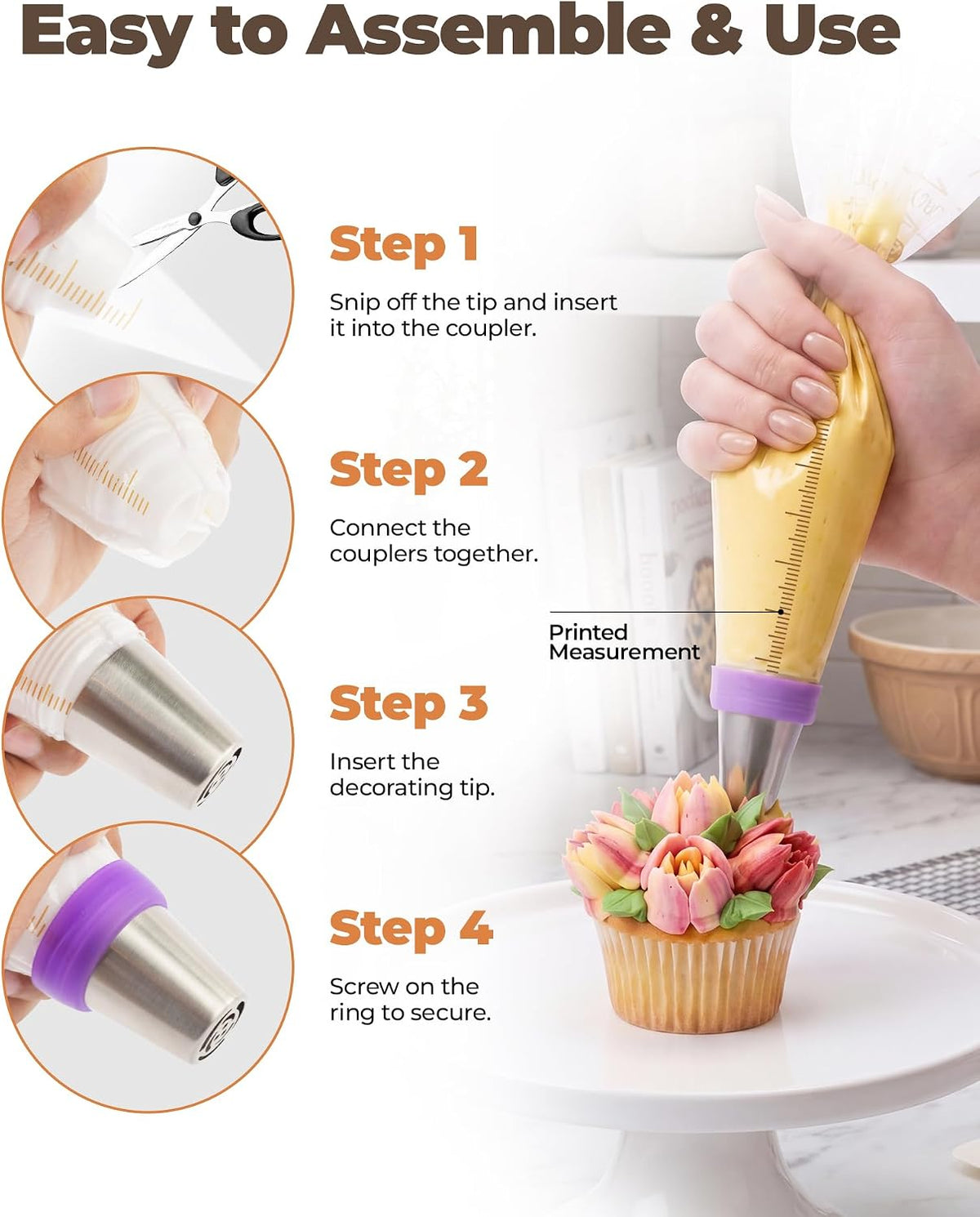 Bake Choice 46 Pcs Russian Piping Tips Set, Stainless Steel