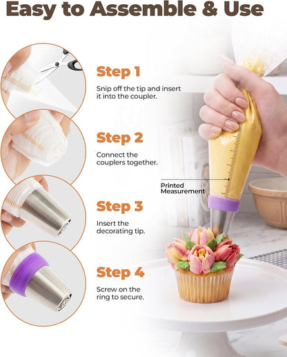 Bake Choice 46 Pcs Russian Piping Tips Set, Stainless Steel