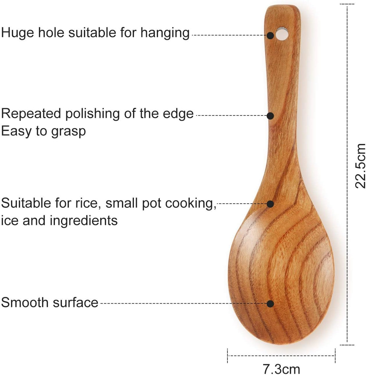 Patelai 9 Inch Wooden Rice Serving Spoons with Long Handle