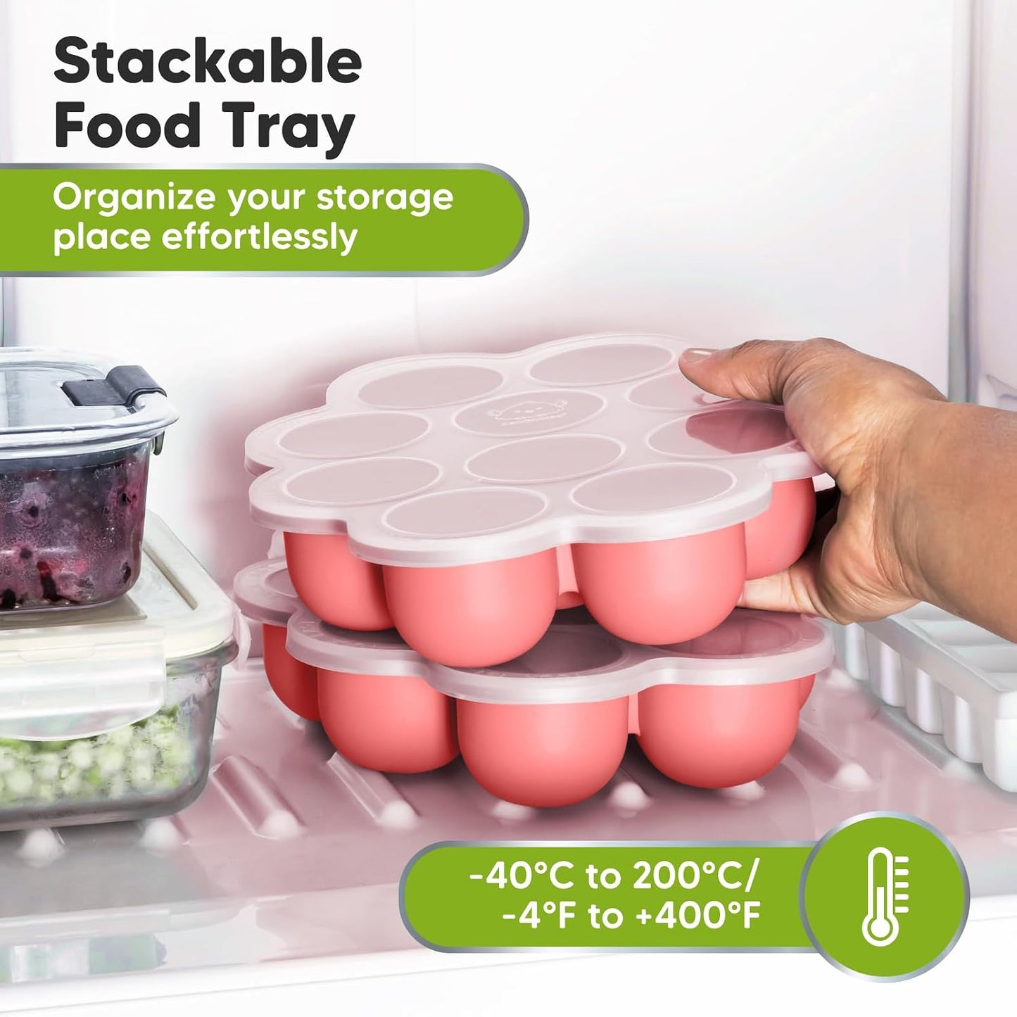 KeaBabies Silicone Food Freezer Trays with Lid, 2oz x 10 Pods Baby Food Storage Containers, Easy Puree Meal Prep, Breast Milk Silicone Freezer Molds, Dishwasher, Microwave Safe, BPA-Free (Slate)