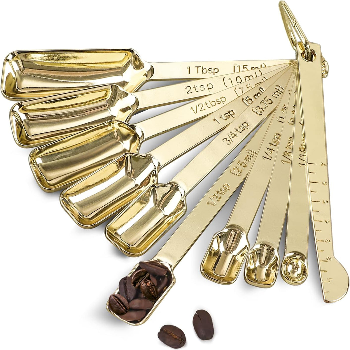 Gold Measuring Spoons, 18/8 Stainless Steel