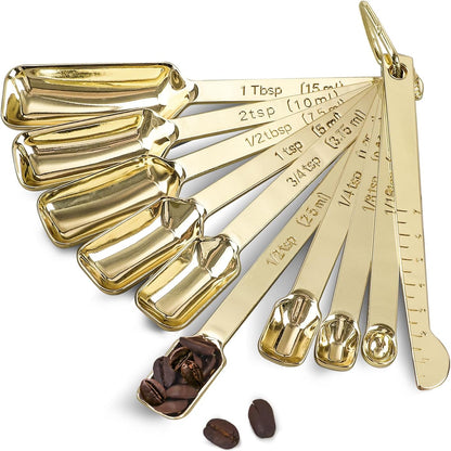 Gold Measuring Spoons, 18/8 Stainless Steel