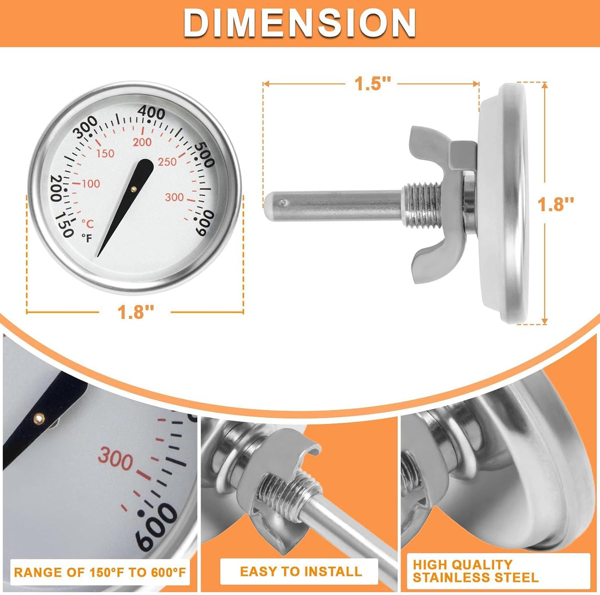 60540 Temperature Gauge for Weber GS4 Spirit II/I 200/300 SER & 22" Kettles