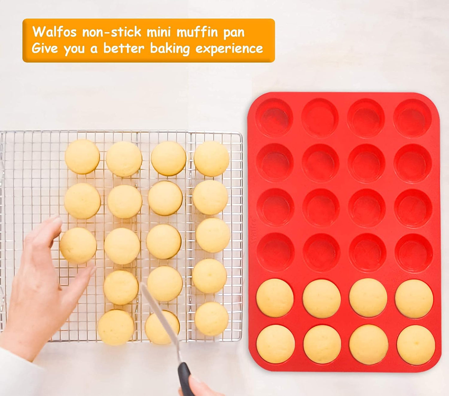 Walfos Silicone Muffin Pan - 12 Cups Regular Silicone Cupcake Pan, Non-stick Great for Making Muffin Cakes, Tart, Bread - BPA Free and Dishwasher Safe