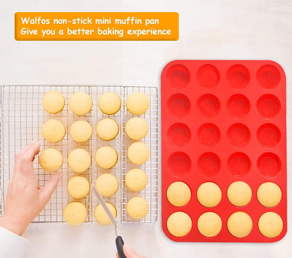 Walfos Silicone Muffin Pan - 12 Cups Regular Silicone Cupcake Pan, Non-stick Great for Making Muffin Cakes, Tart, Bread - BPA Free and Dishwasher Safe