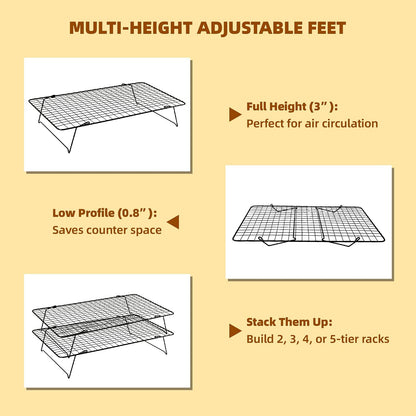 Cooling Rack 16"x10", 3-Tier Stackable & Collapsible Cooling Racks