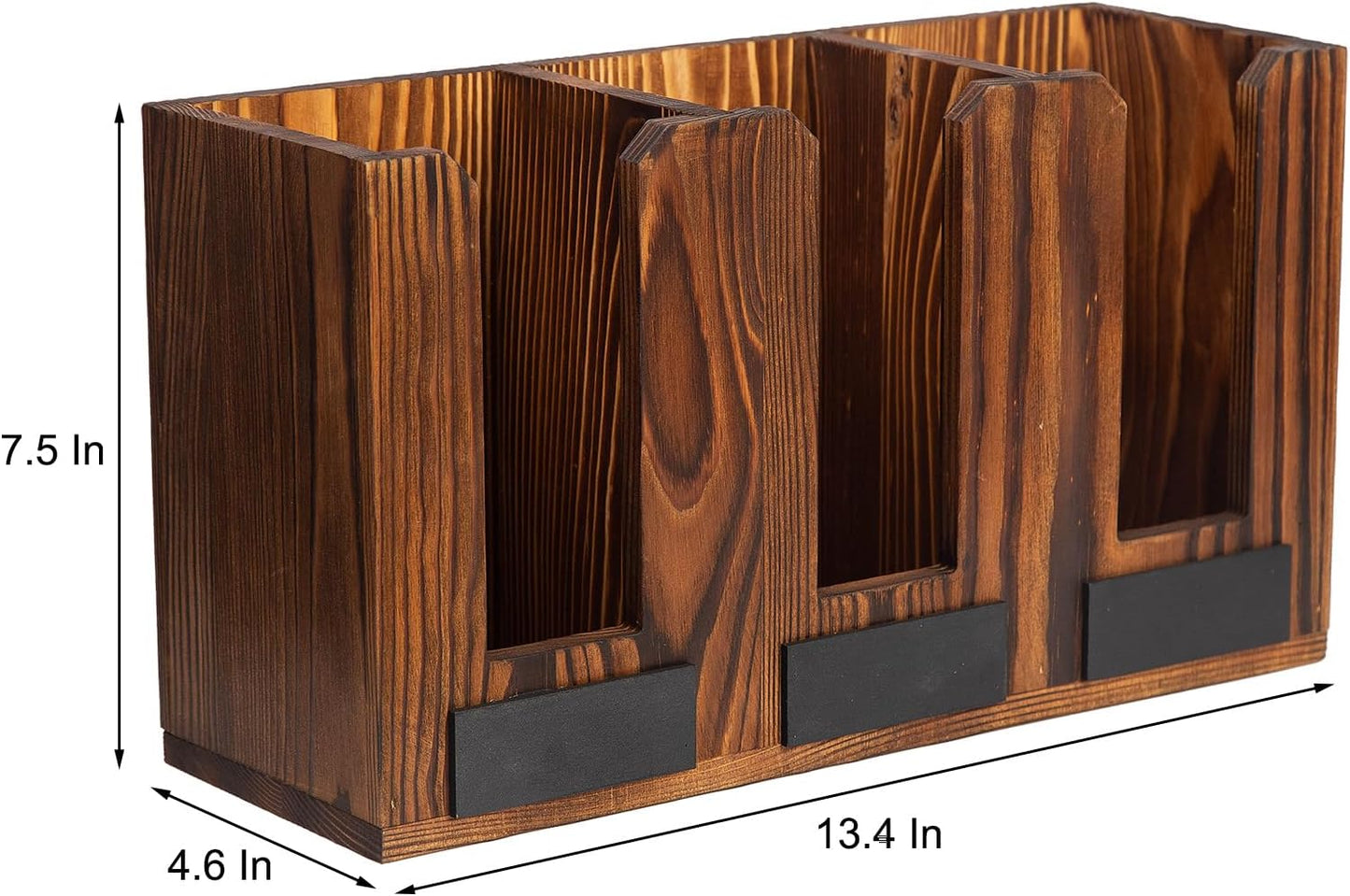 Rustic Torched Brown Wood Countertop Holder Disposable Paper Cup Wall Mounted Foam to Go Coffee Cups Server Caddy Table Top Chalkboard Labels Drink Station Café Bar Parties Organizer Rack