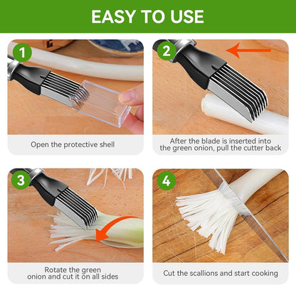 Green Onion Shredder, Stainless Steel Chopped Green Onion Knife, Professional Scallion Shredding Tool, Kitchen Tool Slice Cutlery Vegetable Cutter Sharp Scallion Cutter Shred Knife (1)