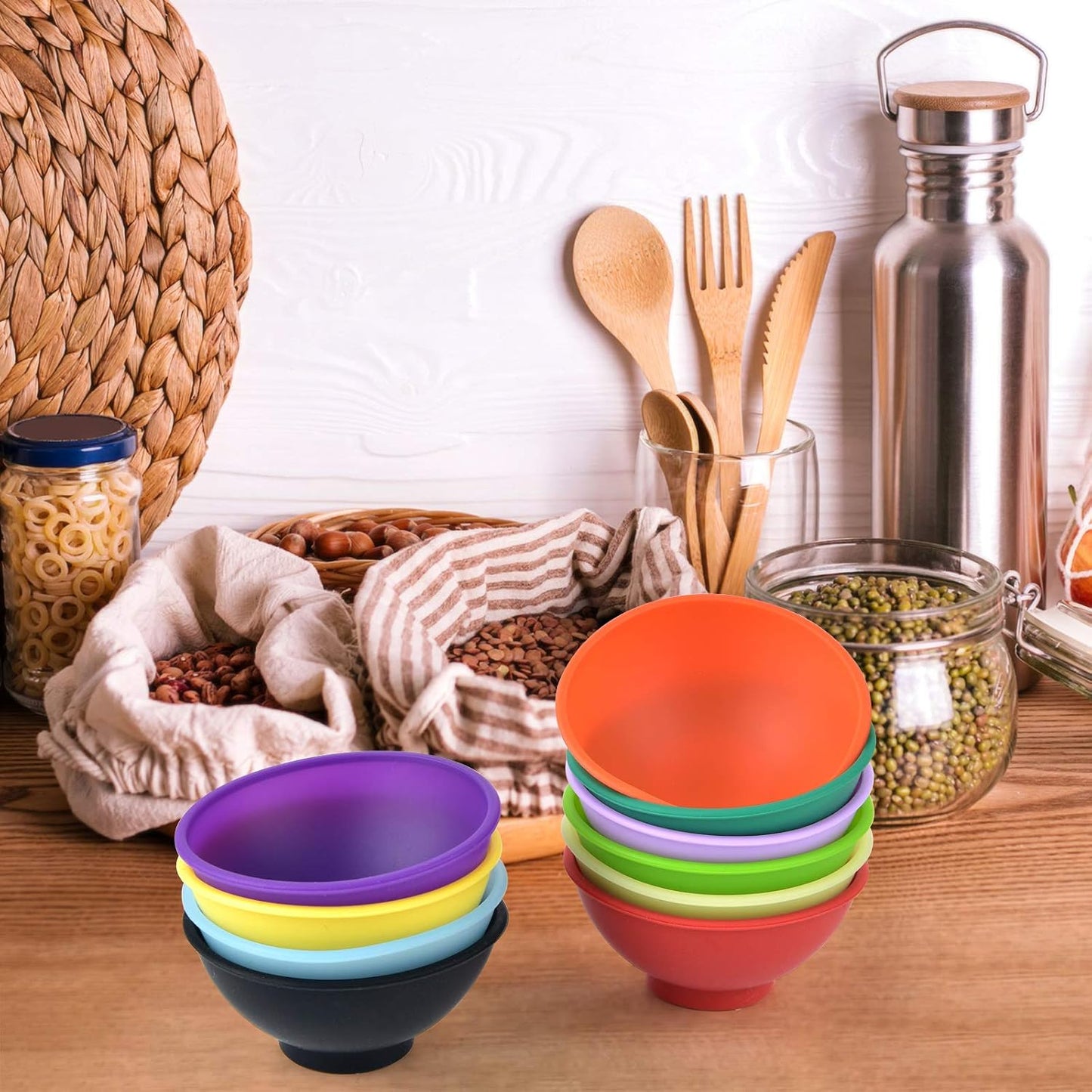Coopay 16 Pieces Mini Silicone Pinch Bowls Multicolor Heat Resistant Snack Bowls Prep and Serve Bowls, Unbreakable, Flexible, 1.75 Oz (Stripe Colors)