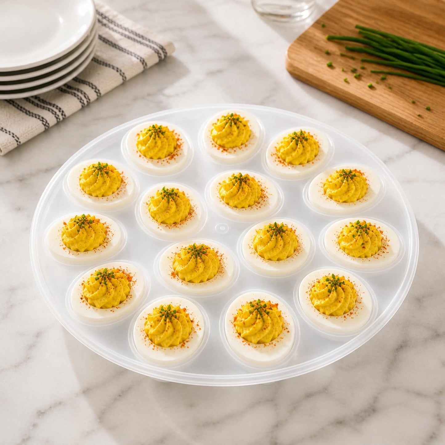 JOEY'Z 2-In-1 Deviled Egg Carrier With Lid & Handle, Pie Carrier With Removable Deviled Egg Tray, Holds 15 Eggs, & Fits Pies 10in x 4.5in, Great for Easter & Holiday Gifts - BPA Free