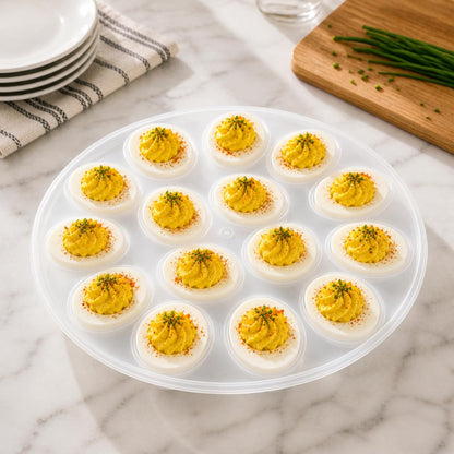 JOEY'Z 2-In-1 Deviled Egg Carrier With Lid & Handle, Pie Carrier With Removable Deviled Egg Tray, Holds 15 Eggs, & Fits Pies 10in x 4.5in, Great for Easter & Holiday Gifts - BPA Free